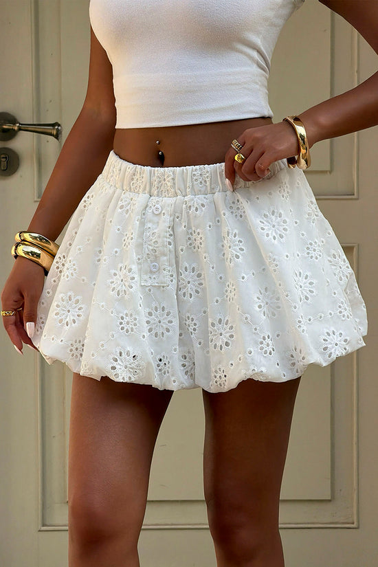 Floral Eyelet Mini Skirt