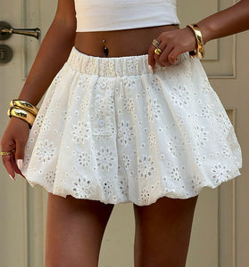 Floral Eyelet Mini Skirt