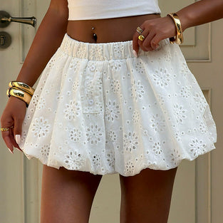 Floral Eyelet Mini Skirt