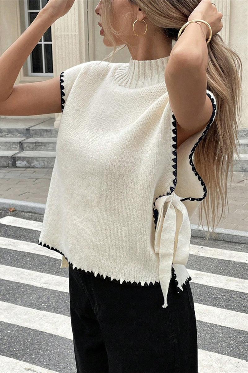 Chic Sleeveless Sweater Vest with Side Tie