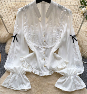 Elegant Lace Ruffle Blouse