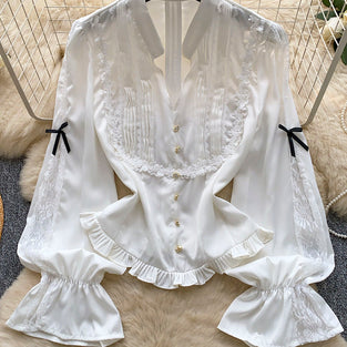 Elegant Lace Ruffle Blouse