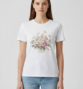 Bouquet Embroidered T-Shirt