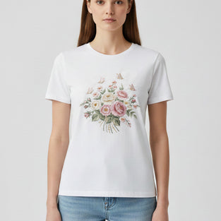 Bouquet Embroidered T-Shirt
