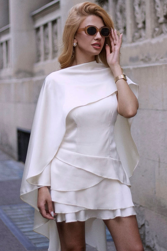 Elegant Layered Cape Mini Dress