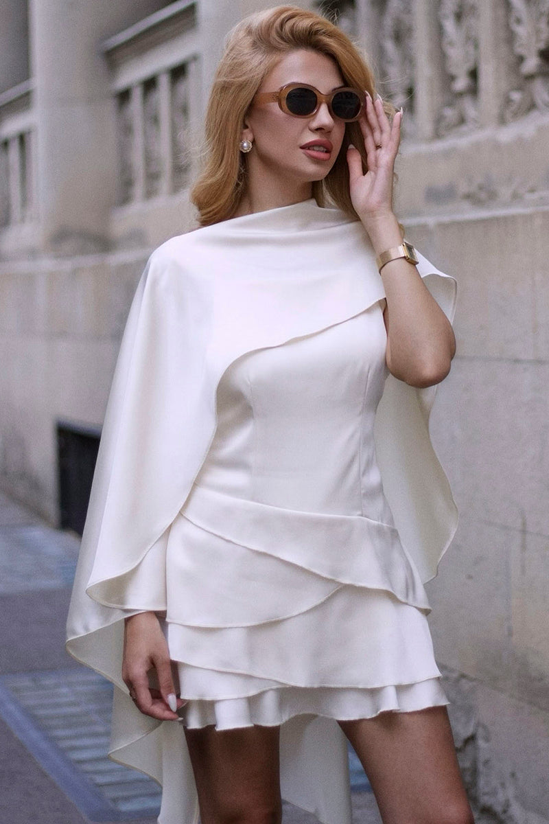 Elegant Layered Cape Mini Dress