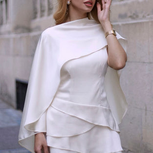 Elegant Layered Cape Mini Dress