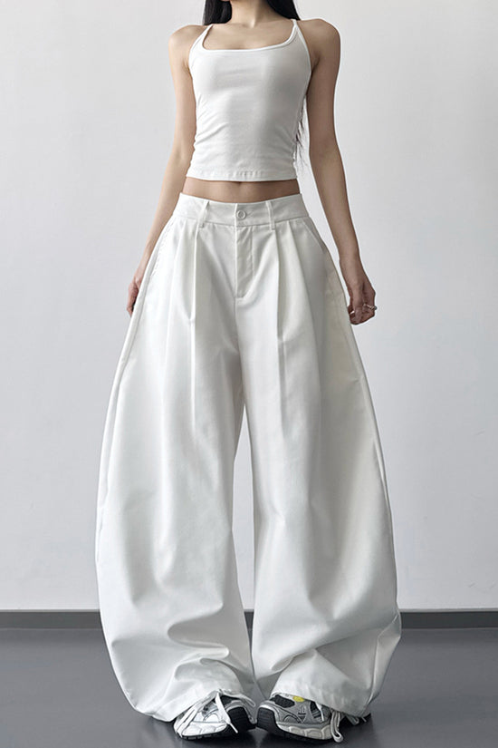 Wide-Leg Flowing Casual Pants