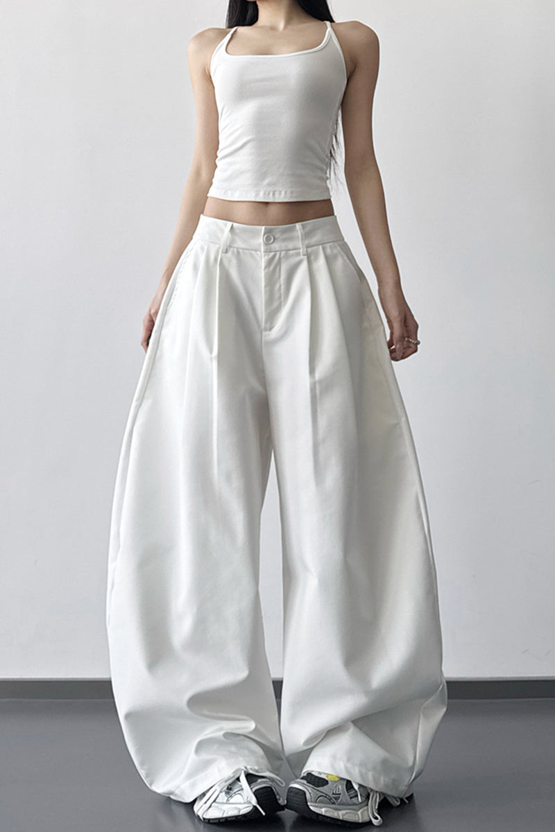 Wide-Leg Flowing Casual Pants