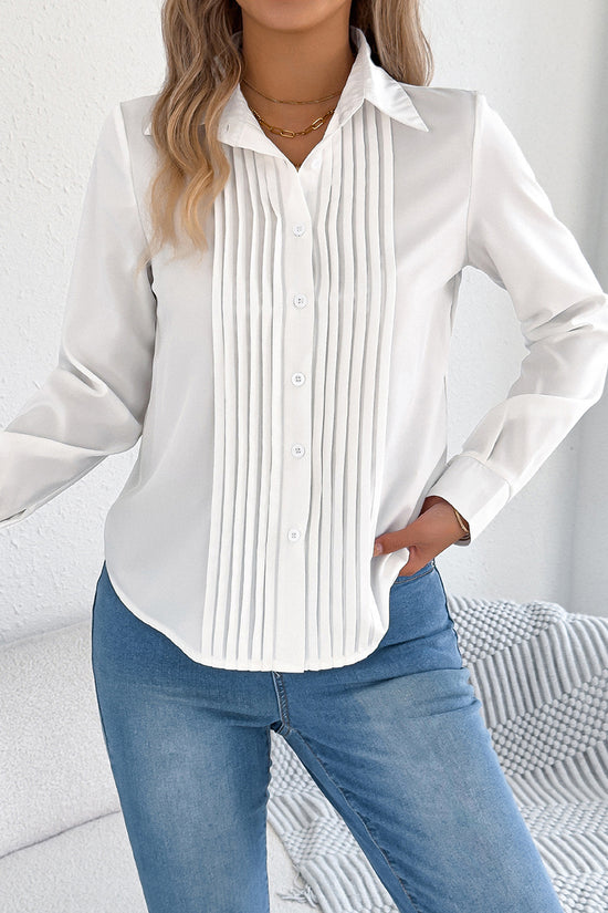 Pleated Long Sleeve Blouse