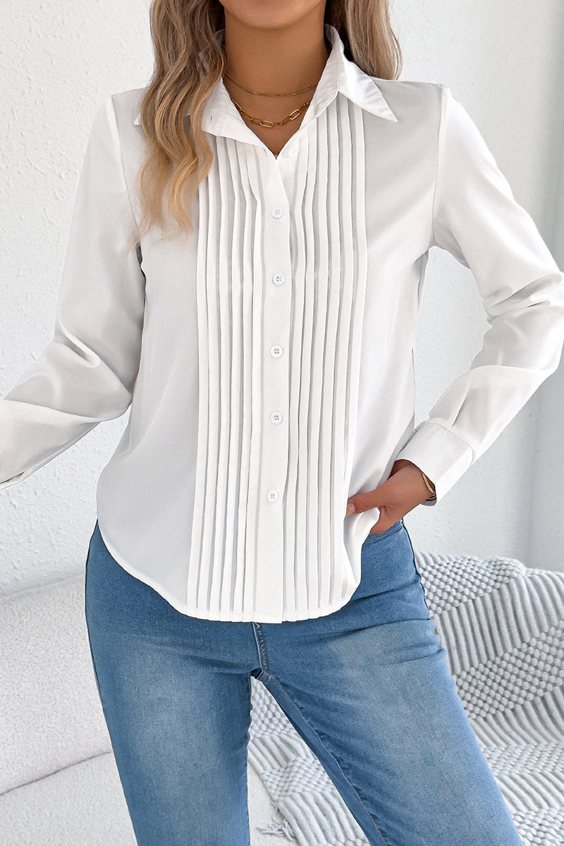 Pleated Long Sleeve Blouse