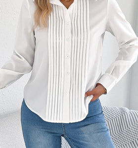 Pleated Long Sleeve Blouse