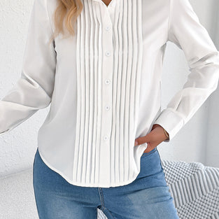 Pleated Long Sleeve Blouse