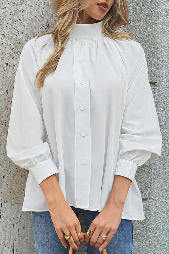 Elegant Long Sleeve Button-Up Blouse