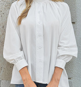 Elegant Long Sleeve Button-Up Blouse