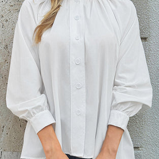 Elegant Long Sleeve Button-Up Blouse
