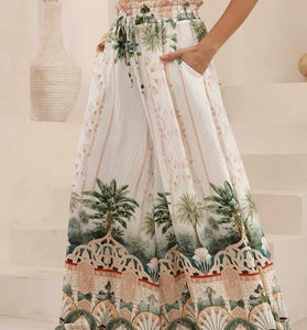 Breezy Printed Wide-Leg Casual Pants