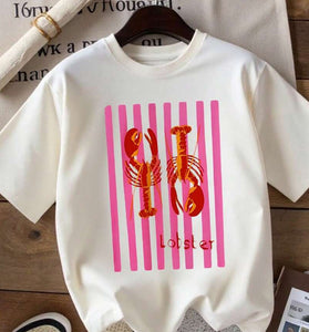 Striped Lobster Graphic T-Shirt
