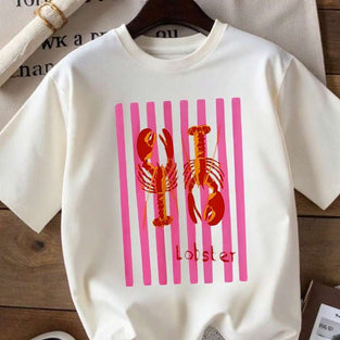 Striped Lobster Graphic T-Shirt