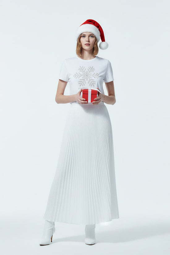 White Snowflake Embroidered T-Shirt