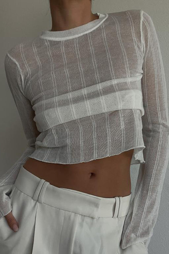 Sheer Striped Long Sleeve Top