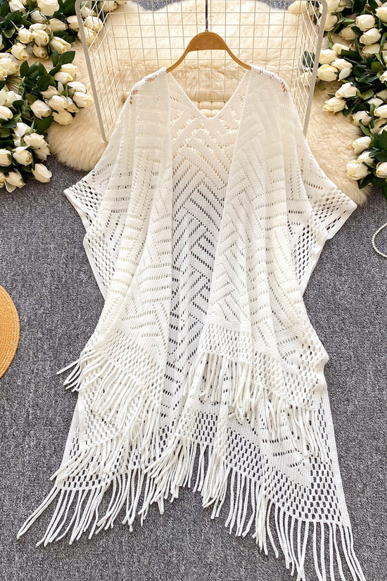 Fringe Open-Knit Cardigan