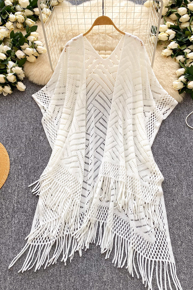 Fringe Open-Knit Cardigan