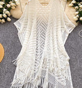Fringe Open-Knit Cardigan