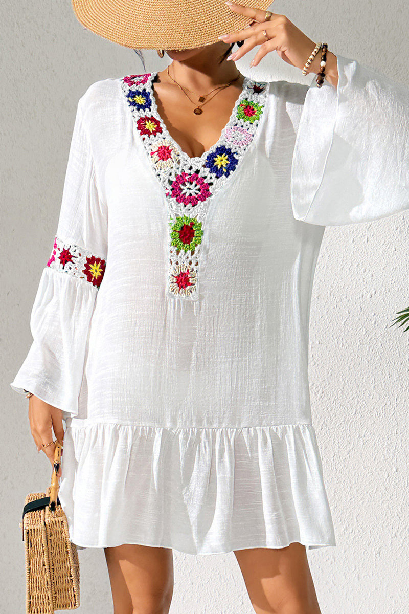 Floral Crochet Boho Beach Cover-Up