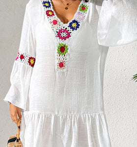 Floral Crochet Boho Beach Cover-Up