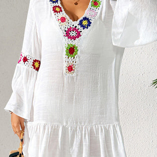 Floral Crochet Boho Beach Cover-Up
