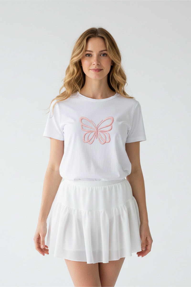 Soft Flutter Embroidered T-Shirt