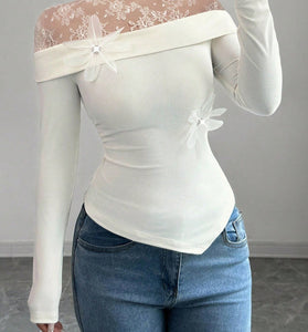 Floral Lace Off-Shoulder Bodycon Top