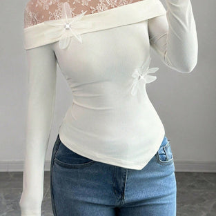 Floral Lace Off-Shoulder Bodycon Top