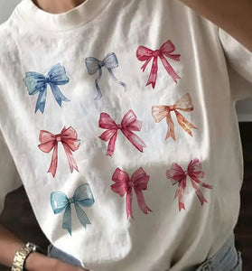 Bow-Print Casual T-Shirt