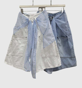 Denim Shorts with Polka Dot Detail