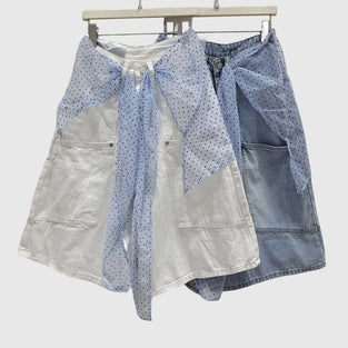 Denim Shorts with Polka Dot Detail