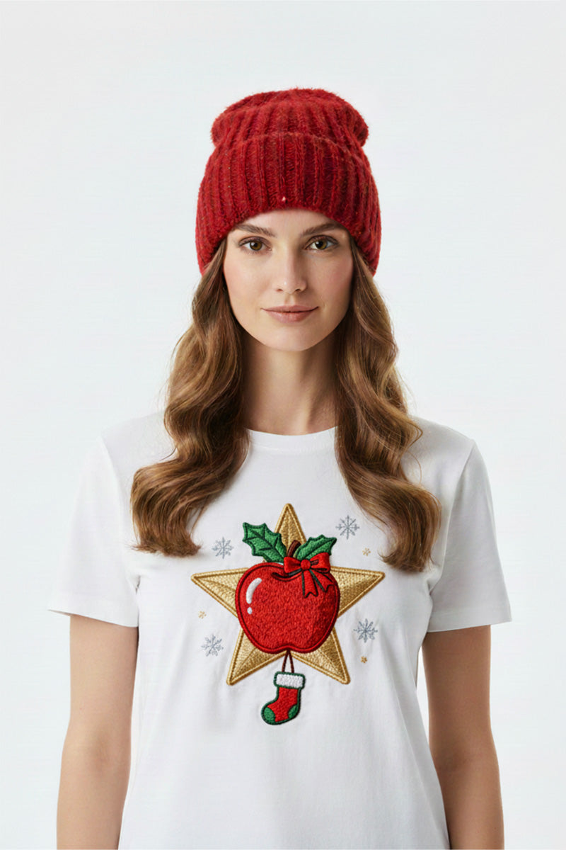 Golden Star Apple Embroidered T-Shirt