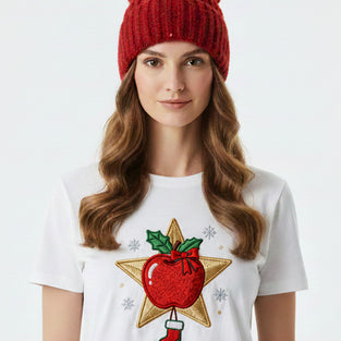 Golden Star Apple Embroidered T-Shirt