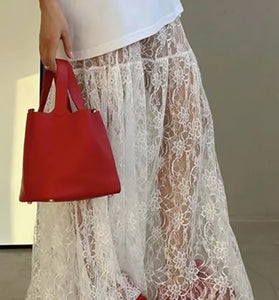 Elegant Lace Midi Skirt