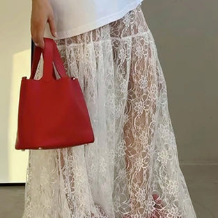 Elegant Lace Midi Skirt