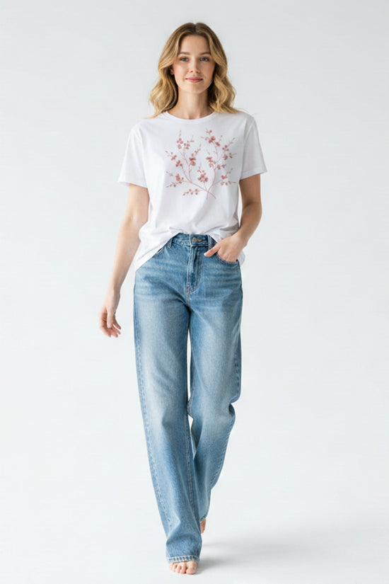 Blossom Breeze Embroidered T-Shirt