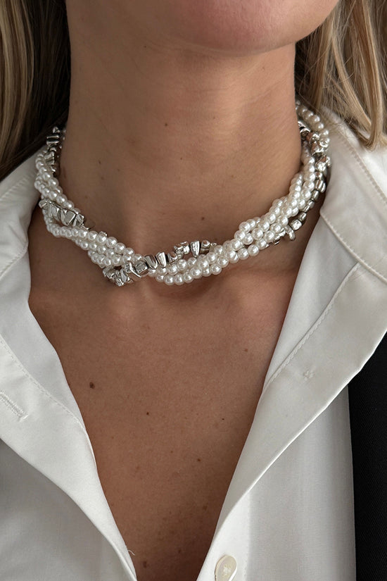 Layered Chain and Pearl Necklace