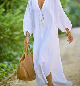 Button-Down Long Sleeve Casual Dress