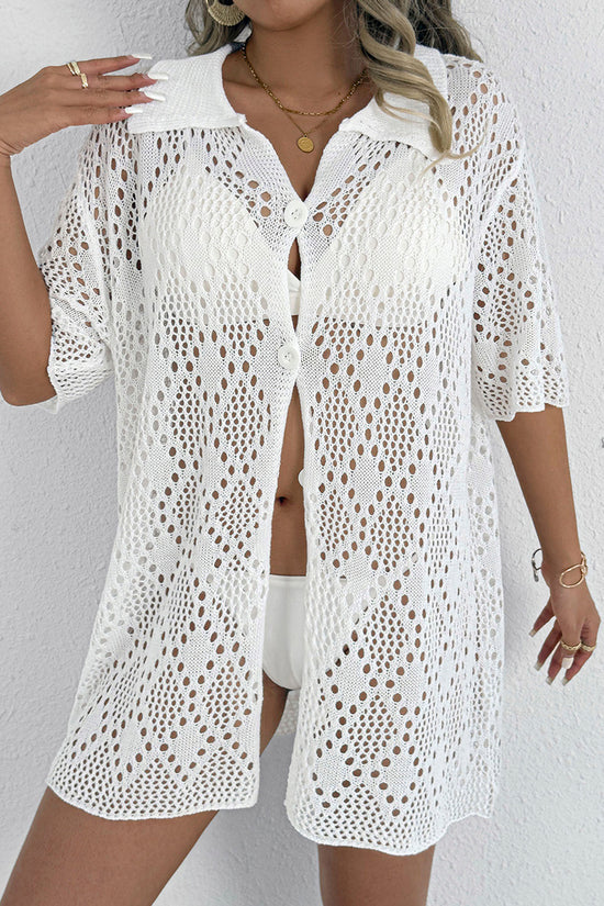 Button-Up Cutout Beach Cover-Up