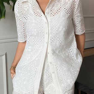 Eyelet Sleeveless Shorts Set