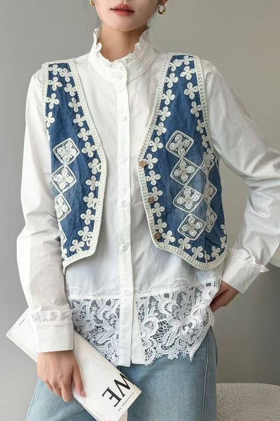 Floral Detailed Sleeveless Vest