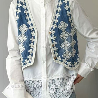 Floral Detailed Sleeveless Vest