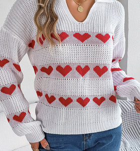 Heart Motif Knit Sweater