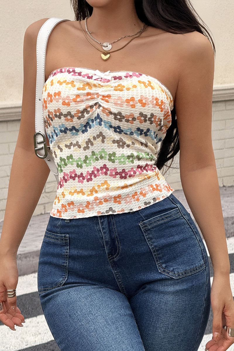 Strapless Floral Print Bodycon Tank